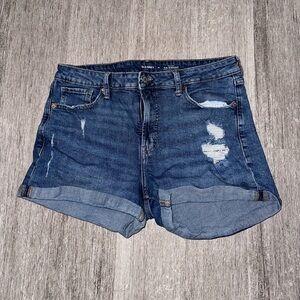 Old Navy High Rise Medium Wash O.G Straight Distressed Shorts